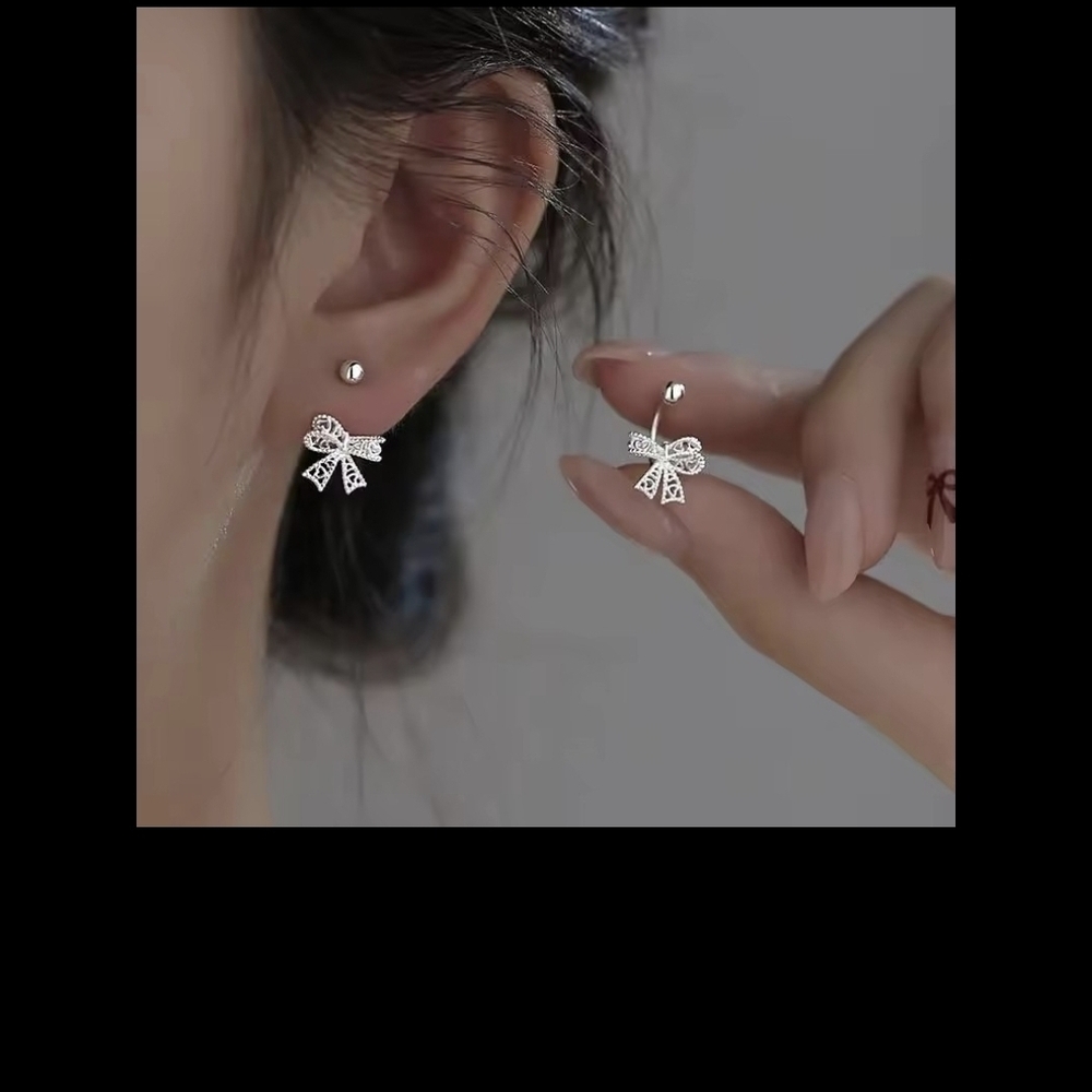 Elegant Silver Bow Earrings